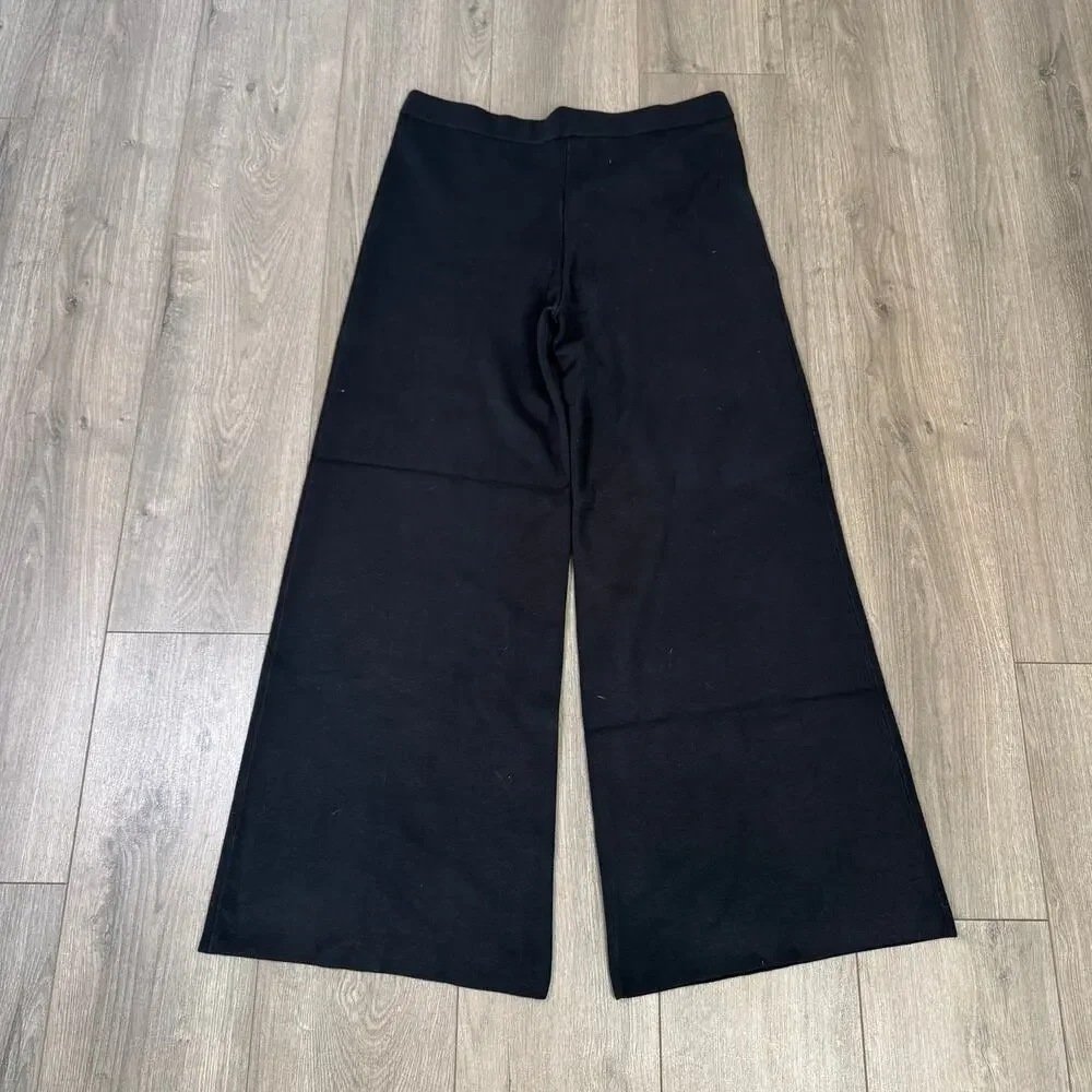 J.Crew Wide-leg Sailor Sweater Trouser WMNS XL Black Tencel Silk Blend High Rise
